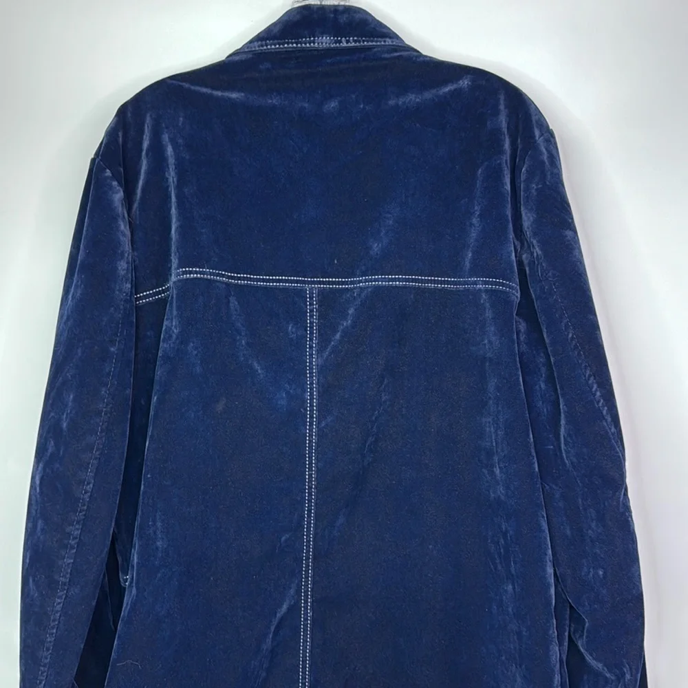 Vintage Blue Velveteen Snap Button Rockabilly Western Jacket Size Large 70s